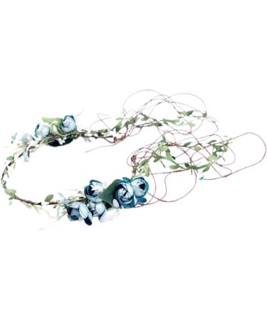amangul Elegant Flower Hair Hoop Ethnic Style Girl Woman Taking Photo Headband Wedding Party Bride Realistic Flower Headband(Blue) - Buy Online on GoSupps.com