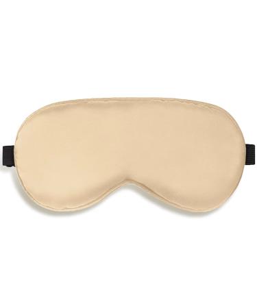 Sleep Mask Night Cover Eye Sleeping Silk Satin Masks for Women Men Blindfold for Airplane Travel Adjustable Strap (Champagne)