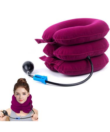 Tkmar's nude tendon for women and men inflatable for neck adjustable for painful cervical spine head neck relaxation suitable for travel office red