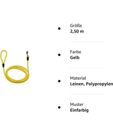 Leash - Durable Rope Leash with Hand Loop 10mm Available in 27 Colors & 7 Lengths | 2.50m Yellow - Buy Online on GoSupps.com