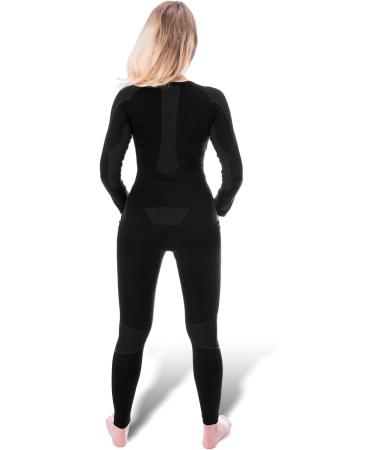 Black Snake Women's Thermal Underwear | Seamless Long Underpants & Long-Sleeved Undershirt - Black - Buy Online on GoSupps.com