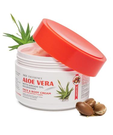 Aloe Excellence - Aloe Vera care cream with argan oil |Daily face and body cream |Moisturizing regenerating and antioxidant |100% natural made in the Canary Islands |300 ml 300 g (1 Pack)