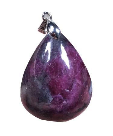 Natural Ruby Zoisite Pendant Red Green Rare Ruby Zoisite Crystal Stone For Women Man Luck Gift love Wealth 34x26x12mm water droplets Beads Silver Jewelry AAAA