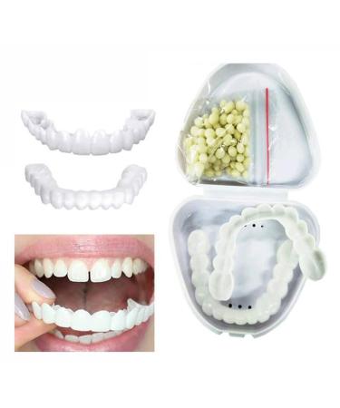 Flipped warm 2 pair of veneers teeth toothing teeth for plug in dentures of provisional teeth immediate veneers teeth for men women bad tooth whitening alternative