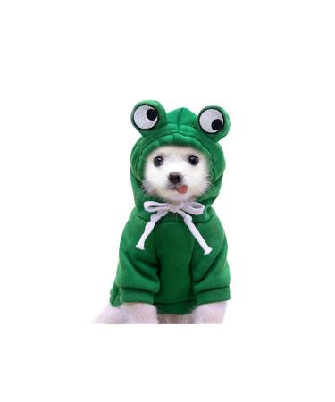 Frieyss Cute Green Dog Hoodie Clothes Costume Dog Fleece Sweater for Dogs Puppy Coat Dog Warm Clothe (Green, X-Large) Green X-Large