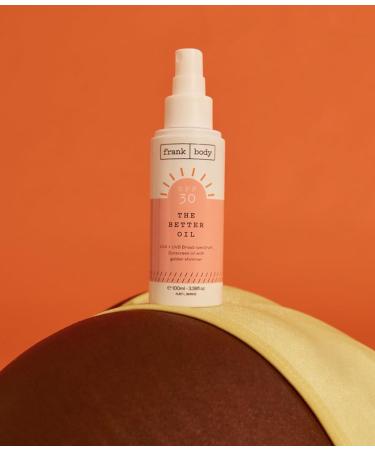 Frank Body SPF30 The Better Oil | Vegan & Cruelty-Free Nourishing Body Oil with Gold Shimmer | Jojoba & Almond Oil for Natural Glow (3.38 fl oz - Buy Online on GoSupps.com
