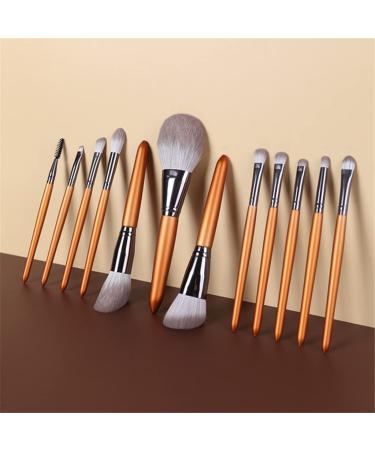 Natural Makeup Brushes Set - Goat Hair Eyeshadow & Face Powder Makeup Brush Kit - Premium Cosmetics in Orange - Buy Online on GoSupps.com