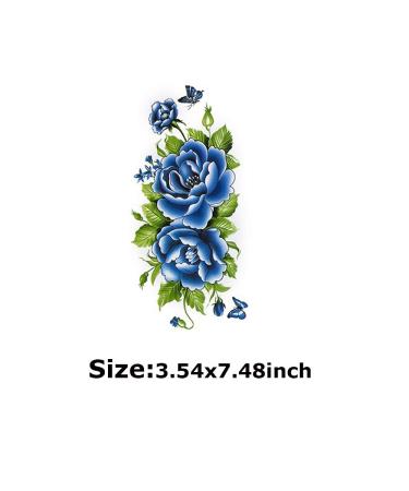 12 Sheets Temporary Tattoos for Women - Rose Flower Butterfly Body Art Stickers | DIY Waterproof Decorations Decal | Patriotic Large Style Flowers Tattoos - Buy Online on GoSupps.com