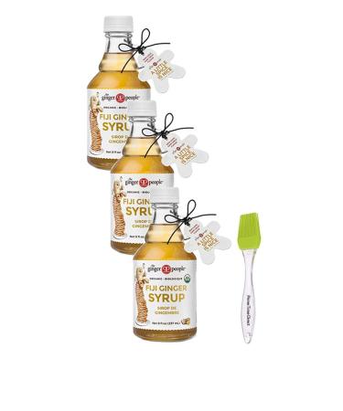 Ginger People Organic Ginger Syrup, 8 oz (3 pack) Bundle with PrimeTime Direct Silicone Basting Brush in a PTD Sealed Bag