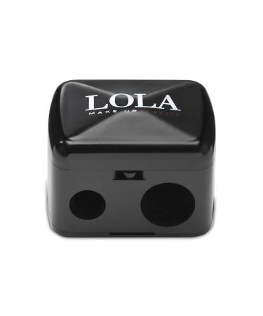Lola Make Up by Perse Pencil Sharpener with Lid Dual 2 Holes Sharpener Eyeliner and Eyebrow Pencil Sharper Suitable for All Types of Makeup Pencils Cosmetics Black