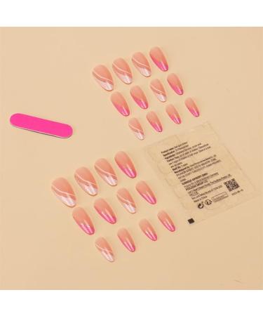 24Pcs/Set Press On Nails Long Fake Nails With White Stripes False Nails Acrylic Fake Nails Full Cover Nails Tips Artificial Finger Manicure Press on nails for Women and Girls - Buy Online on GoSupps.com