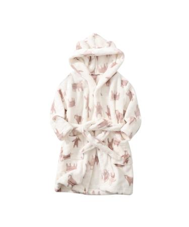 Colorful Kinder Cartoon bathrobe with hooded nightwear baby toddler nightgown flannel pajamas thicken plush towel for young girls 1-8 years old (bear 1-2 years) 1-2 years of bear