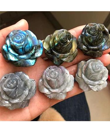 Buy Double Happy Healing Crystal Labradorite Rose Flower Necklace | Natural Hand-Carved Jewelry Gift | International Shipping - Buy Online on GoSupps.com