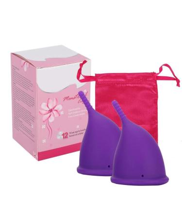ALUPRE SILICON Menstrual Cup Reusable Female Lady Hygiene Cup Collector Body Care Tool (2 x Lila Menstrual Cup (s) + storage bag)