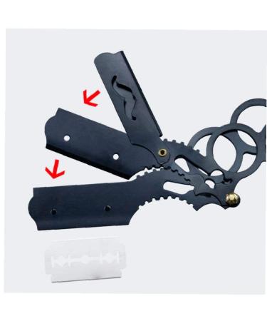 NAISICATAR Straight Cut Throat Razor - Double Finger Ring Razor Knife for Mustache Shaving | Precision Black Barber Razor for Smooth Shaves - Buy Online on GoSupps.com