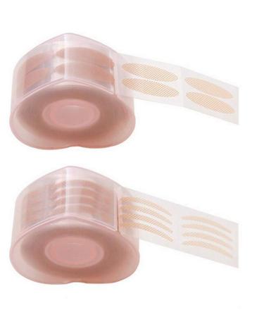 2Rolls 600 Pairs Lace Mesh Wide and Slim Adhesive Invisible Double Eyelid Stickers Waterproof Sweat Proof Double Eyelid Tape Tool for Hooded Droopy Uneven Mono-eyelids Small Eyes Skin (with Fork rods)