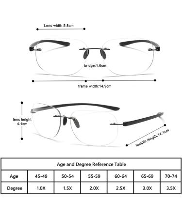 Stylish Rimless Blue Light Blocking Reading Glasses For Men Photochromic Sunglasses Anti Glare Computer Readers(Grandeur:2.5x) - Buy Online on GoSupps.com