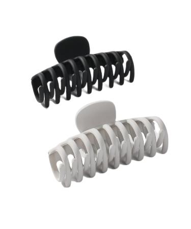 2PCS Large Black/White Hair Claw Clips - Fashion Hair Barrettes for Women - Strong Hold Hair Accessories - Buy Online on GoSupps.com