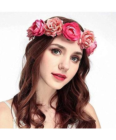 Flower Crown & Floral Garland Headbands - Boho Rose Hair Accessories for Women & Girls | Perfect for Weddings Festivals & Beach Travel - Buy Online on GoSupps.com