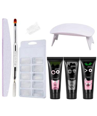 Nail Extention Gel Kit 3 Colors Nail Extension Gel UV Lamp False Nail Tips Style2