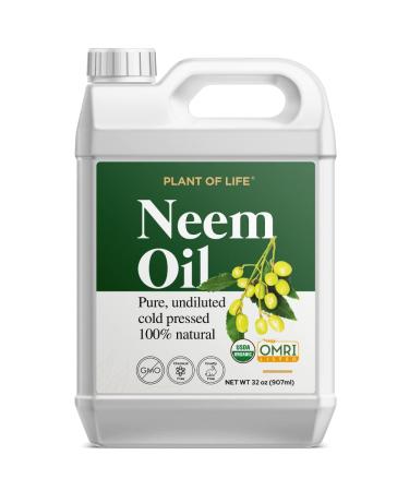 Neem Oil by Plant of Life USDA Certified Organic OMRI Listed 100% Pure Natural Cold Pressed Neem Seed Oil for Multi Purpose (32 oz (946ml)) 946 ml (Pack of 1)