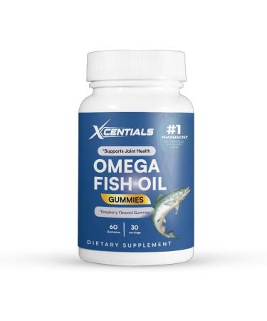 Xcentials Omega 3 Fish Oil Gummies Contains 100mg of Fish Oil Powder 13.2 DHA + 2.8MG EPA Heart Brain & Eye Support No Fishy Aftertaste with Raspberry-Flavored 60 Gummies - Buy Online on GoSupps.com