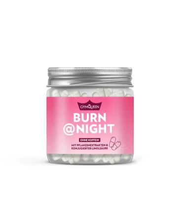 Gymqueen Burn Night 120 capsules supports fat metabolism when sleeping with the linoleic acid CLA and the active plant extracts of green tea and green coffee without caffeine vegan