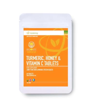 VYTALIVING 2500mg High Strength Turmeric Tablets with Honey & Vitamin C Turmeric Supplements Herbal Food Supplement for Joint Function & Immune System Health | 60 Tablets Turmeric Honey & Vitamin C - High Strength