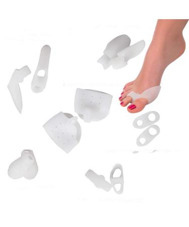Bunion Relief (12pcs Set) - Treat Foot Pain Hallux Valgus Tailor's Bunion Pain in Big Toe Joint Hammer Toe and More. Includes Toe Spacers Separators and Straighteners