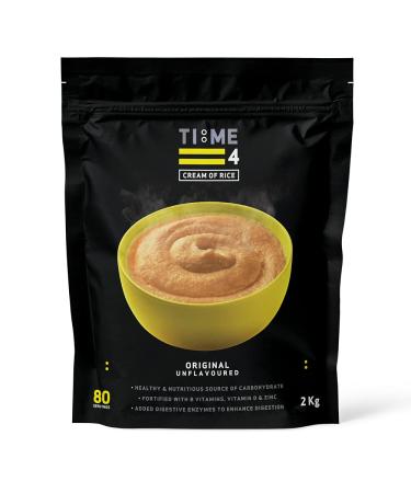 Time 4 Cream of Rice 2kg 80 Servings - Gluten Free Carbohydrate Source + Vitamins Minerals & Digestive Enzymes - Vegan Friendly Rice Cream Porridge Alternative (Original Unflavoured + Unsweetened) Original Unflavoured 2 kg (Pack of 1)