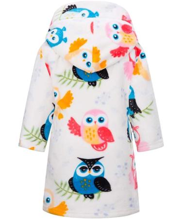 XINNE Boys Girls Soft Bathrobe | Cute Owl Pattern Flannel Hoodie Pajamas for Toddlers & Babies | Cozy Sleepwear - Buy Online on GoSupps.com