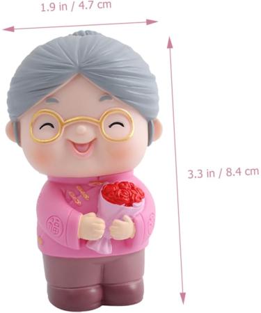 Elderly Couple Cake Figurines - Pink Vinyl Cake Decoration | 8.4x4.8CM - Perfect for Baking & Crafting - Buy Online on GoSupps.com