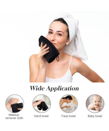 Sinland Reusable Makeup Remover Cloth 12x12 Inch Black - 6 Pack | Ultra Soft Washcloths for Women and Baby - Buy Online on GoSupps.com