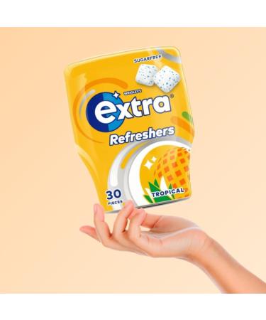 Extra Refreshers Tropical Flavor Sugar free Chewing Gum Bottle 6 x 30 Pack (Tropical) - Buy Online on GoSupps.com
