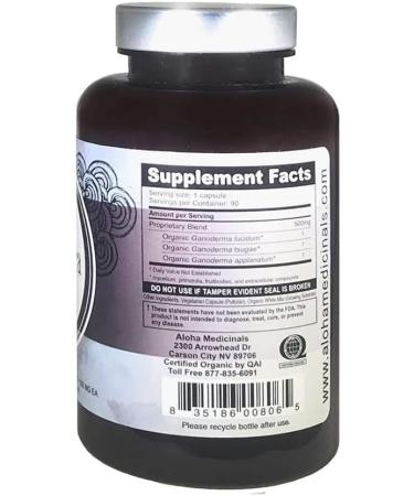 Aloha Medicinals Gano Ultra Certified Organic Mushroom Supplement - Pack of 2 - 90 Capsules - Buy Online on GoSupps.com