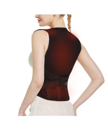 Tosoft Outdoor Indoor Thermo-Heatpasters with neck support for men and women Self-heated magnetic field therapy Complete back lumbar spine waist support belts Heated warm west l/large black