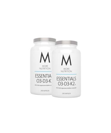More nutrition essentials O3-D3-K2 2 x 240 fish oil capsules with vitamin D3 & vitamin K2 capsule cover made of cattle gelatin 2 x 240 capsules-standard