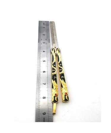 WANLIAN Dragon Butterfly Comb Trainer - Stainless Steel Folding Practice Comb for Hair Styling & Outdoor Use (Black Gold Dragon) - Buy Online on GoSupps.com