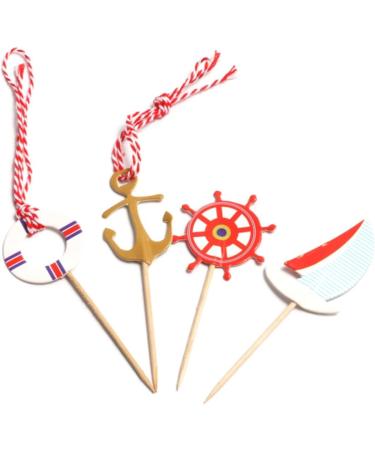 SWOOMEY 24pcs Nautical Cupcake Toppers Top Hat Nautical Theme Party Picks Nautical Cupcake Picks Nautical Cake Topper Birthday Nautical Topper With Line Ocean - Buy Online on GoSupps.com