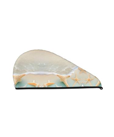 Beach starfish dry hair cap girls soft super absorbent elastic wrap wet hair long thick hair quick dry cap women's cap