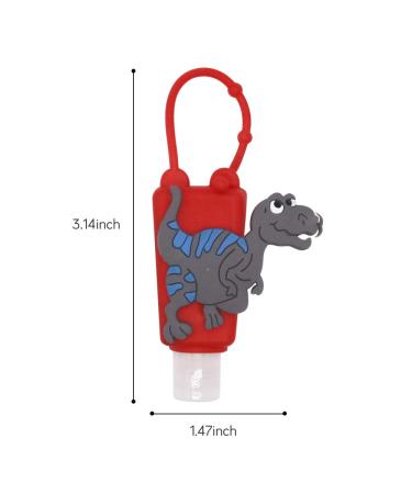 4Pcs Cute Dinosaur Kids Hand Sanitizer Holder with Leak Proof Silicone Case - Refillable Travel Bottles for Liquid Soap & Lotion - Buy Online on GoSupps.com