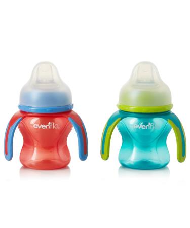 Evenflo Feeding Soft-flo Trainer Sippy Cup with Handle for Growing Baby and Toddler - Red/Teal 5 Ounce (Pack of 2) 2 Count (Pack of 1) Red/Teal - Buy Online on GoSupps.com