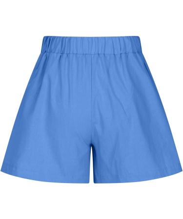 SHOPESSA Pleated Linen Shorts - Women's Casual Summer Beach Shorts - X-Large Blue - Buy Online on GoSupps.com