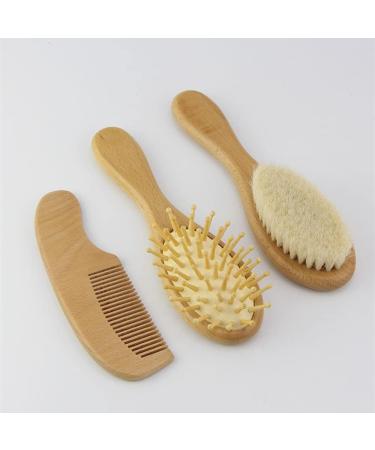 Haominnaqi 3-Piece Wooden Baby Hair Brush and Comb Set for Newborns and Toddlers - Buy Online on GoSupps.com