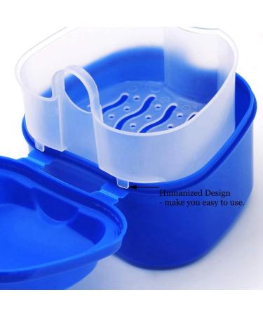 Blashrd 2x Dark Blue Prostheses Suitcase | Portable False Teeth Storage Box with Sieve & Bath Box | Ideal Travel Solution - Buy Online on GoSupps.com
