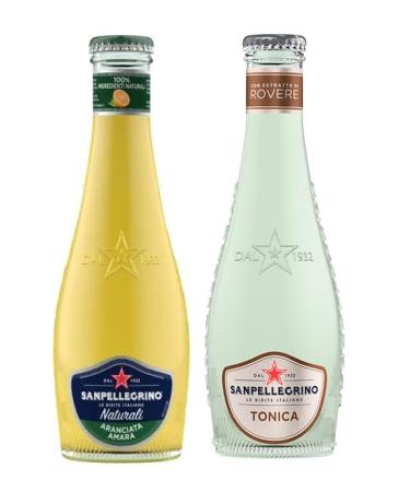 San Pellegrino Aranciata Amara Pack of 48 soft drinks with bitter orange + disposable glass bottle Tonica Rovere 20 cl