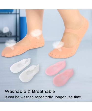 Moisturizing Silicone Socks - 2 Pack for Men & Women | Non-Slip Si M Pink - Perfect for Soft Hydrated Feet - Buy Online on GoSupps.com