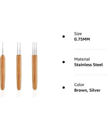 LDCREEE Dreadlock Crochet Hooks Set - 3 Pieces 0.75mm Wood Color for Hair Braid Craft - Buy Online on GoSupps.com