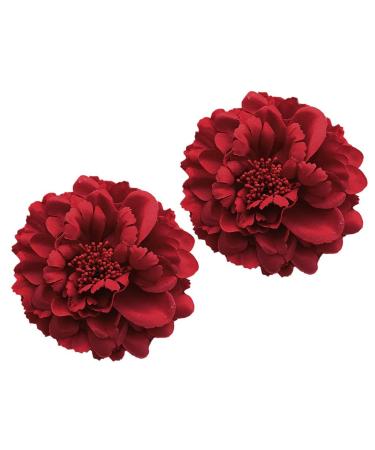 Hairdress girls flowers hair clips bonamart - 2 pieces wedding red pitched flower women baby kids set loop whistle whistle artificial hair clips dancing 2 pieces red