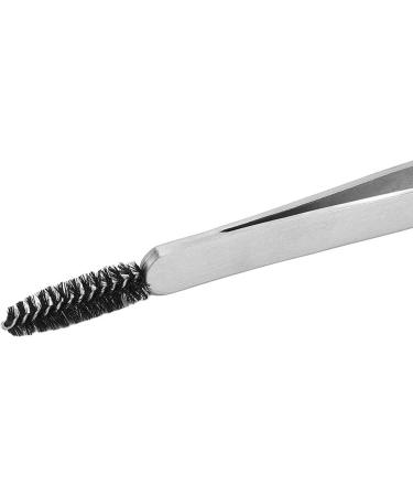 Eyebrow Slant Tip Tweezer with Eyebrow Brush Sliver Stainless Steel Thin Eyebrow Remover False Eyelashes Makeup Tools - Buy Online on GoSupps.com